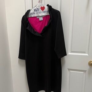 Gretchen Scott Designs Black Long Sleeve Dress with Pink Lining
